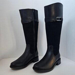 NEW! CLARKS Women's 'Maye Carly' Tall Leather Riding Boot, Black Size 7.5 M